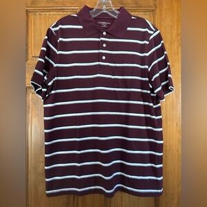Croft & Barrow Men's Polo Shirt - Maroon and White Stripes